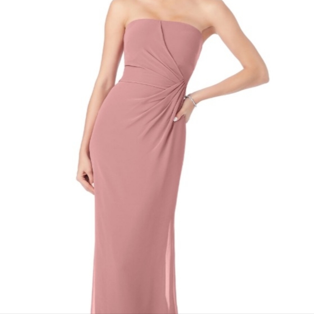 Morilee Strapless Chiffon Sheath Bridesmaid Dress - Desert Rose - Size 6